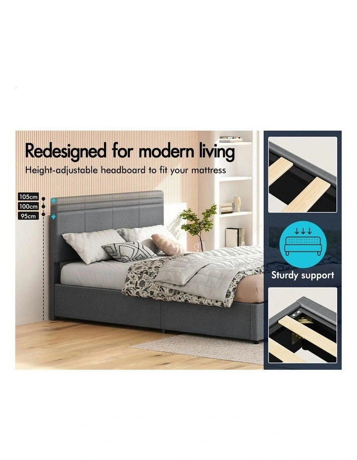King Bed Frame With Headboard in Grey image 5