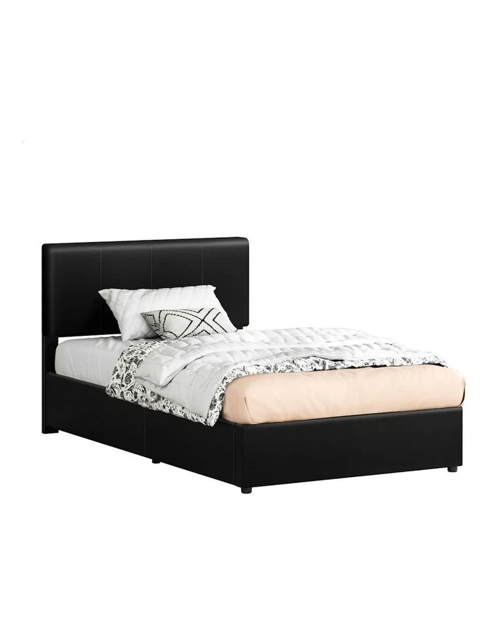 King Single Bed Frame With Headboard in Black image 1