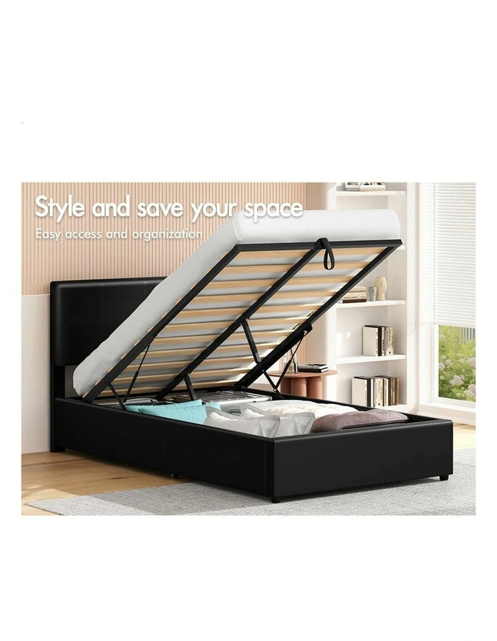 King Single Bed Frame With Headboard in Black image 3