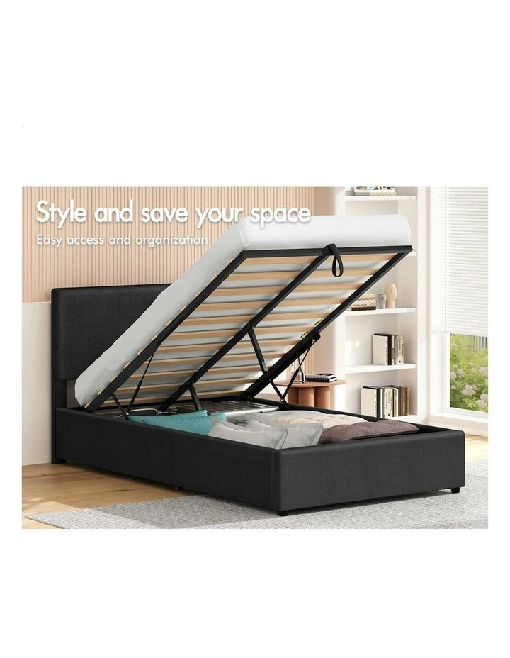 King Single Bed Frame With Headboard in Charcoal image 3