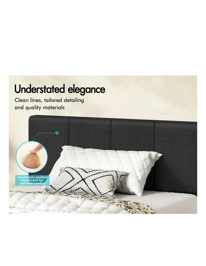 King Single Bed Frame With Headboard in Charcoal image 4