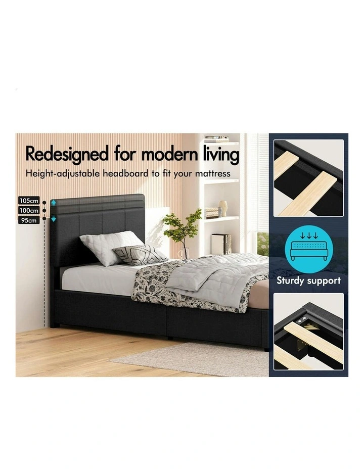 King Single Bed Frame With Headboard in Charcoal image 5