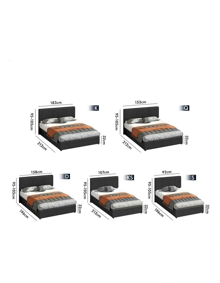 King Single Bed Frame With Headboard in Charcoal image 7