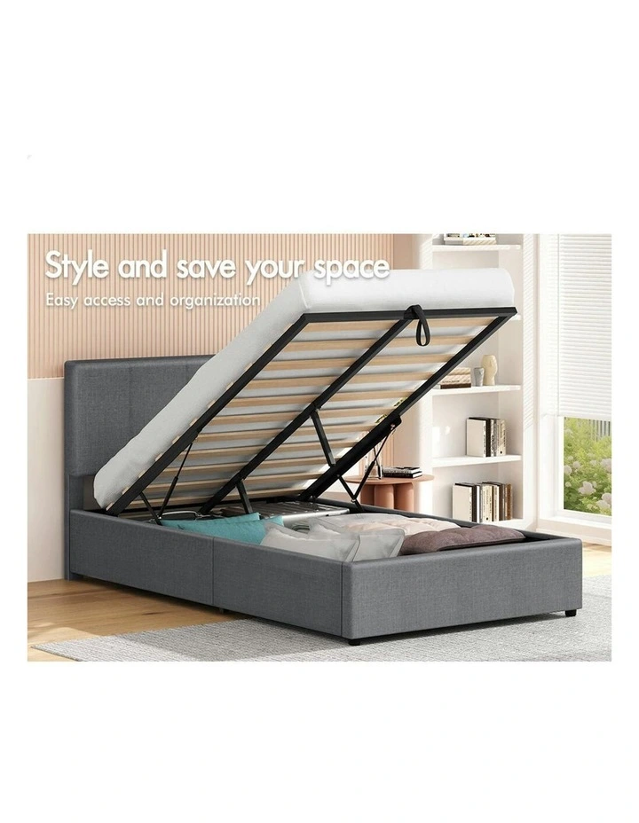 King Single Bed Frame With Headboard in Grey image 3