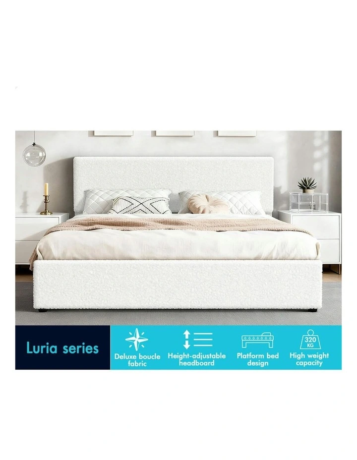 Queen  Bed Frame With Headboard in White image 2