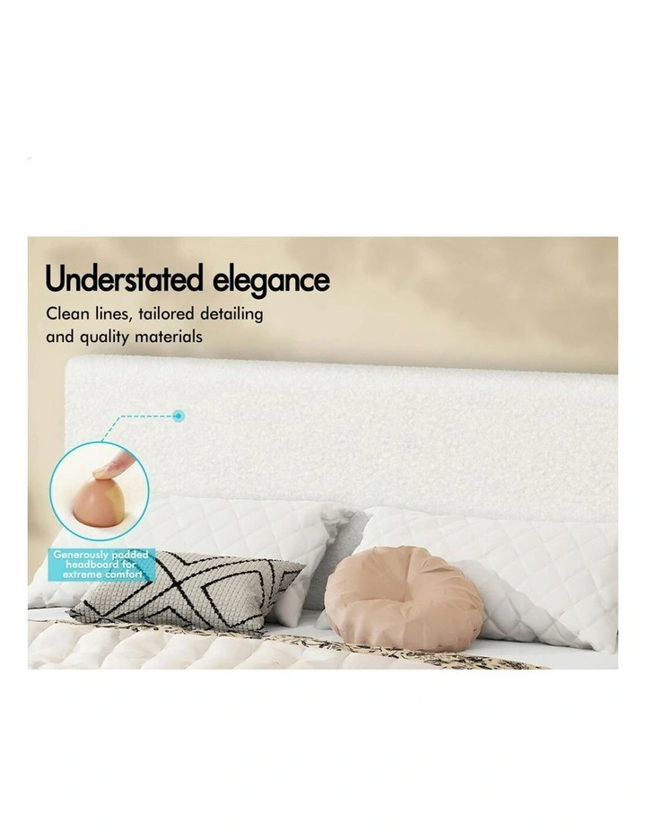 Queen  Bed Frame With Headboard in White image 4
