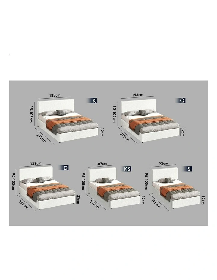 Queen  Bed Frame With Headboard in White image 7