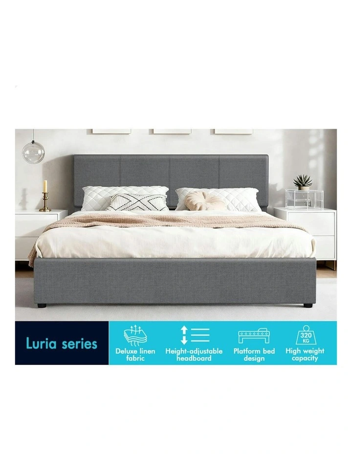 Queen Bed Frame With Headboard in Grey image 2
