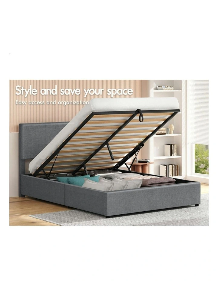 Queen Bed Frame With Headboard in Grey image 3
