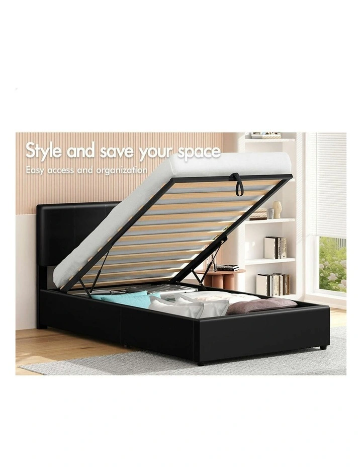 Single Bed Frame With Headboard in Black image 3