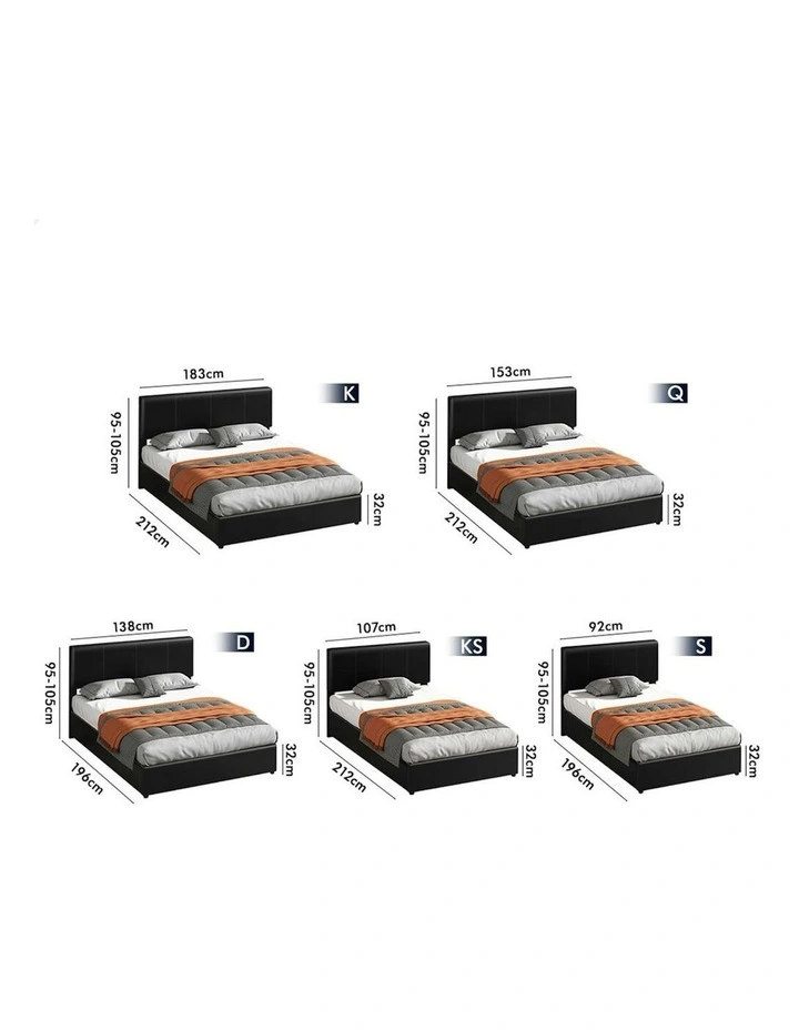 Single Bed Frame With Headboard in Black image 7