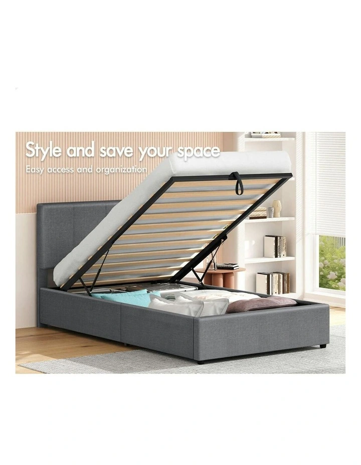 Single Bed Frame With Headboard in Grey image 3