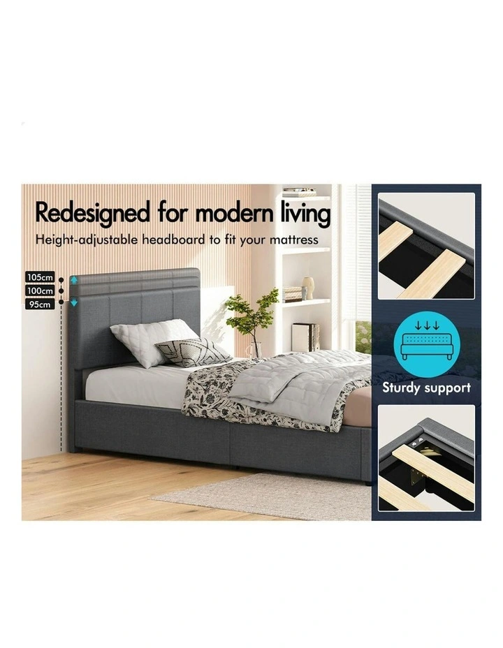 Single Bed Frame With Headboard in Grey image 5