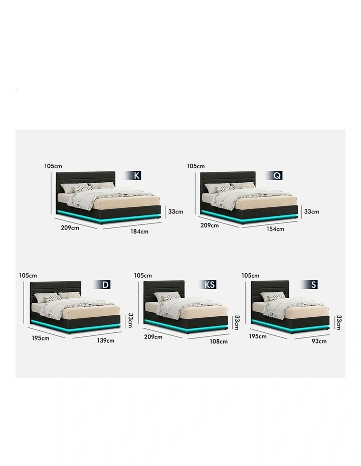 Double Size Bed Frame in Charcoal image 7