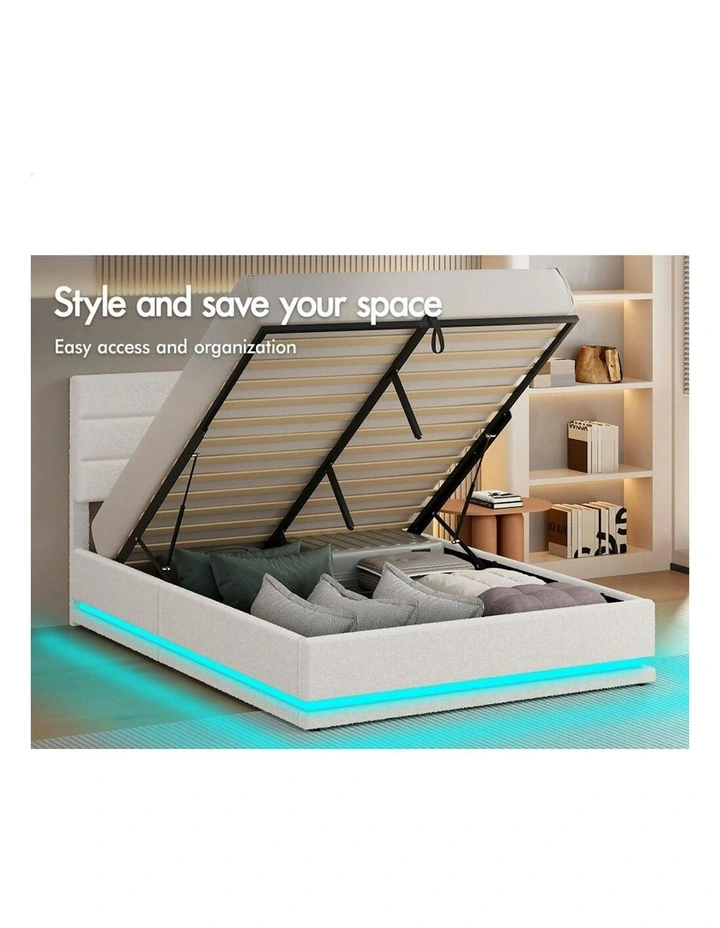 Queen Size Bed Frame in White image 4