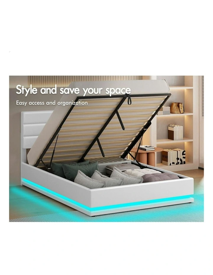 Queen Size Bed Frame in White image 3