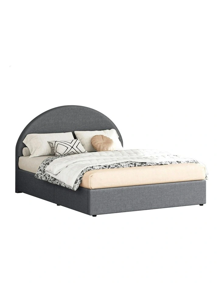 Arched Base Gas Lift Storage Double Size Bed Frame in Grey image 1
