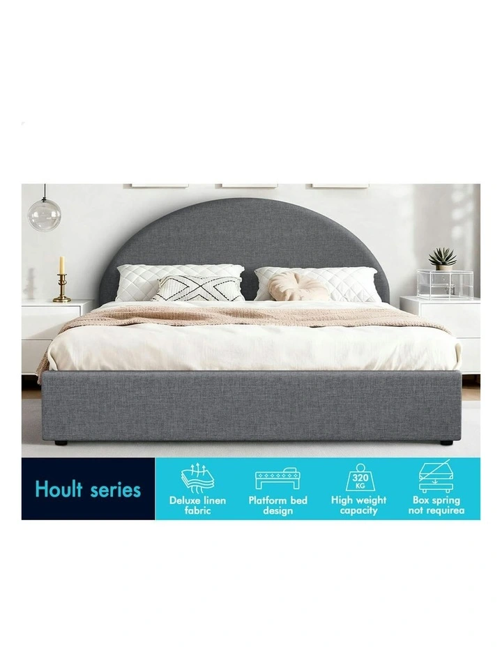 Arched Base Gas Lift Storage Double Size Bed Frame in Grey image 2