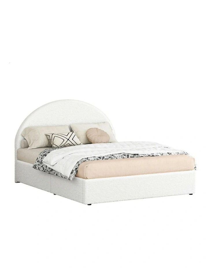 Arched Base Gas Lift Storage King Size Bed Frame in White image 1