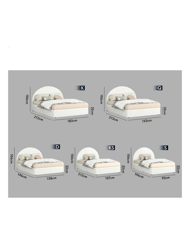 Arched Base Gas Lift Storage King Size Bed Frame in White image 3