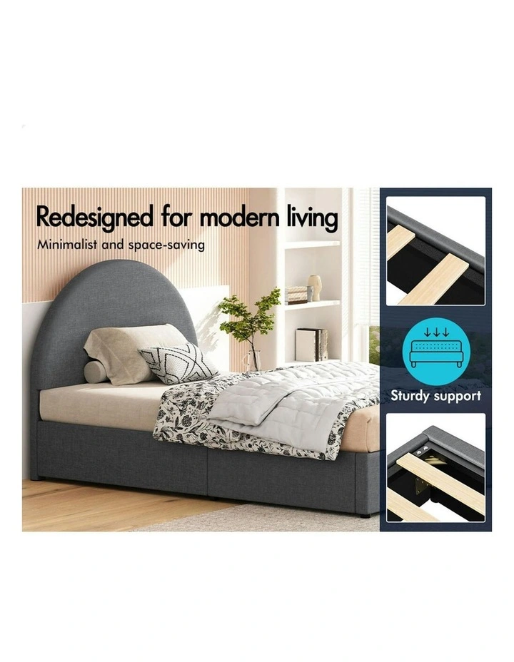 King Single Bed Frame in Grey image 5