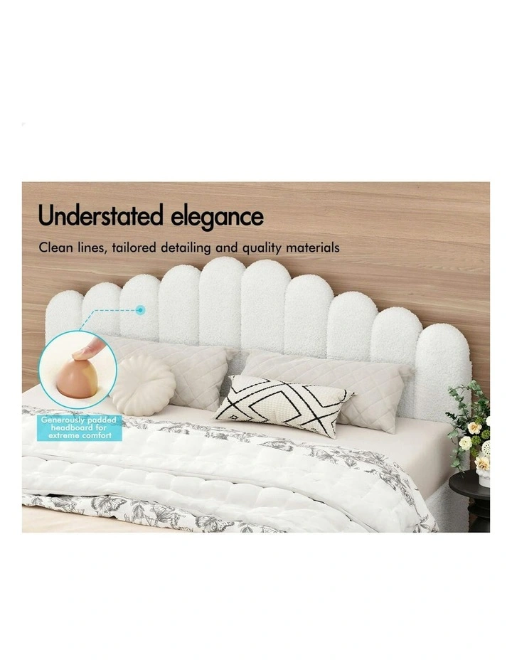 Gas Lift Storage Base Wooden Boucle Mutis Bed Frame King Size in White image 5