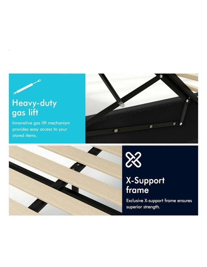 King Size RGB LED Gas Lift Bed Frame in Charcoal image 6