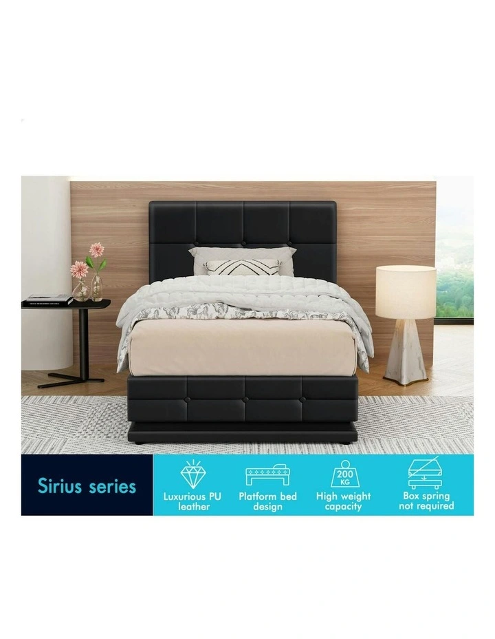 King Single RGB LED Gas Lift Bed Frame in Black image 2