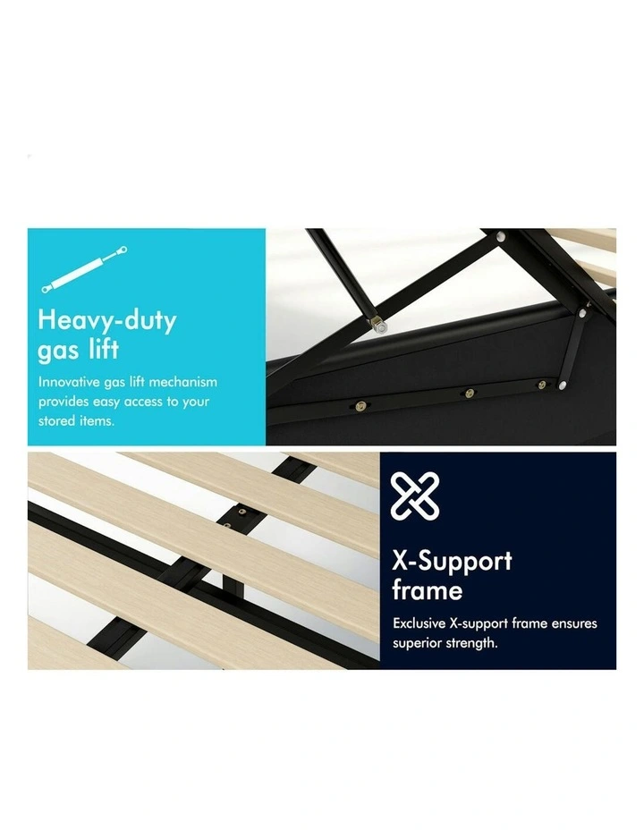 King Single RGB LED Gas Lift Bed Frame in Black image 7