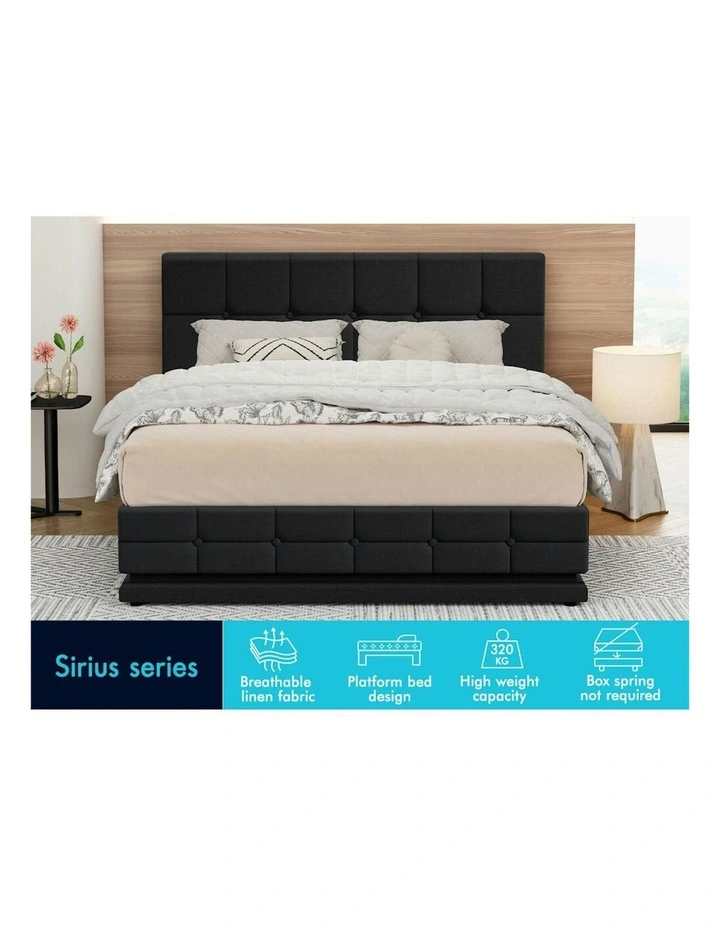 Queen Size RGB LED Gas Lift Bed Frame in Charcoal image 2