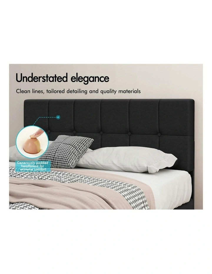 Queen Size RGB LED Gas Lift Bed Frame in Charcoal image 5