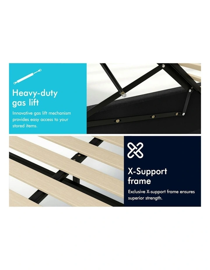 Queen Size RGB LED Gas Lift Bed Frame in Charcoal image 6