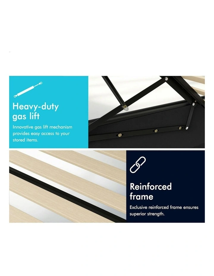 Single Size RGB LED Gas Lift Bed Frame in Black image 7