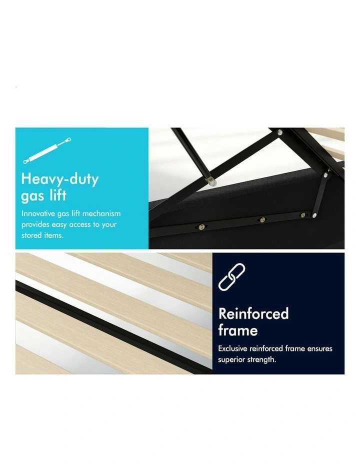 Single Size RGB LED Gas Lift Bed Frame in Charcoal image 7