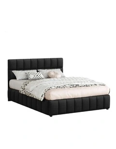 Double Size Grid Tufted  Gas Lift Bed Frame in Charcoal Gromit