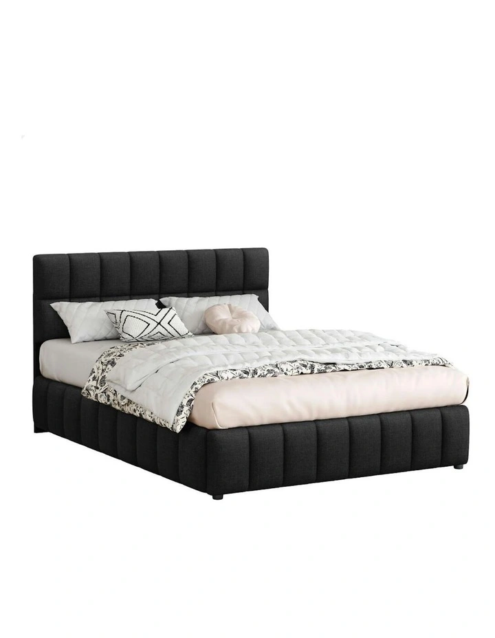 Double Size Grid Tufted  Gas Lift Bed Frame in Charcoal Gromit image 1