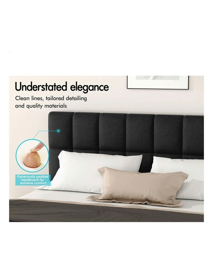 Double Size Grid Tufted  Gas Lift Bed Frame in Charcoal Gromit image 4