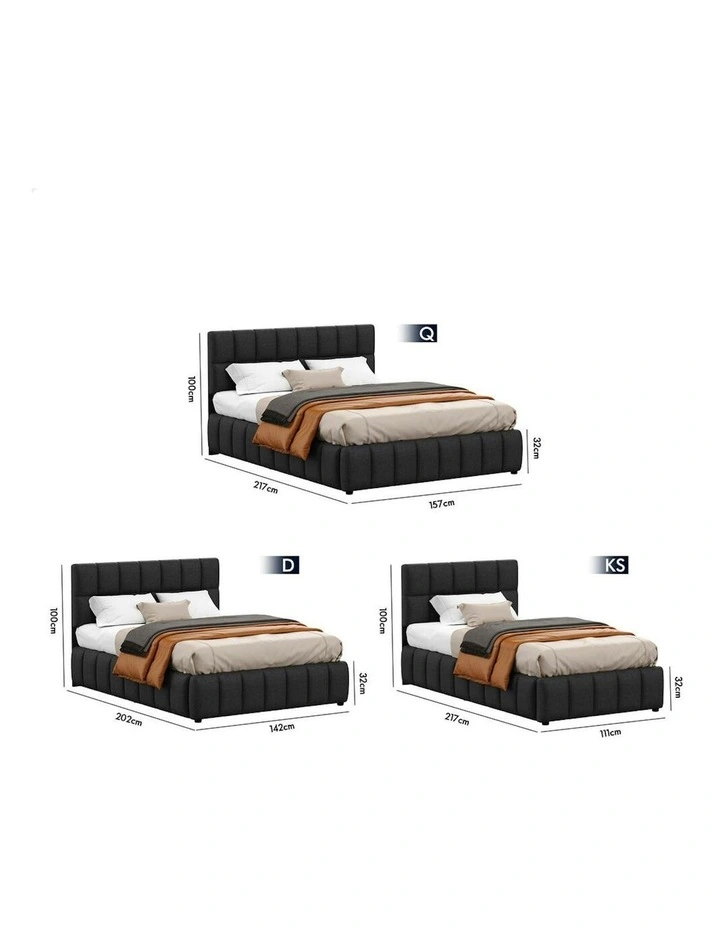 Double Size Grid Tufted  Gas Lift Bed Frame in Charcoal Gromit image 6