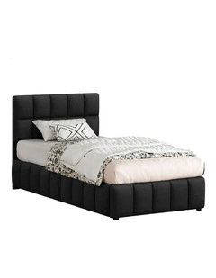 King Single Grid Tufted  Gas Lift Bed Frame in Charcoal Gromit