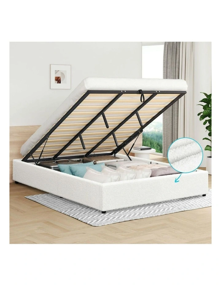King Size Bed Frame Gas in White image 2