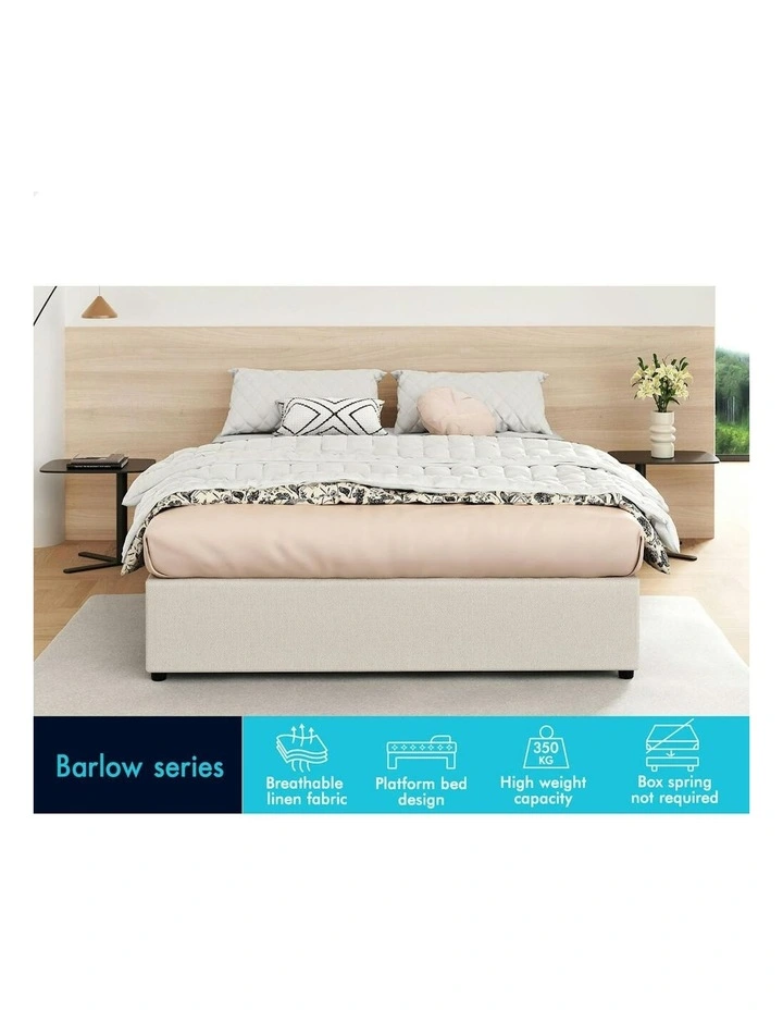 King Size Bed Frame in Beige image 2