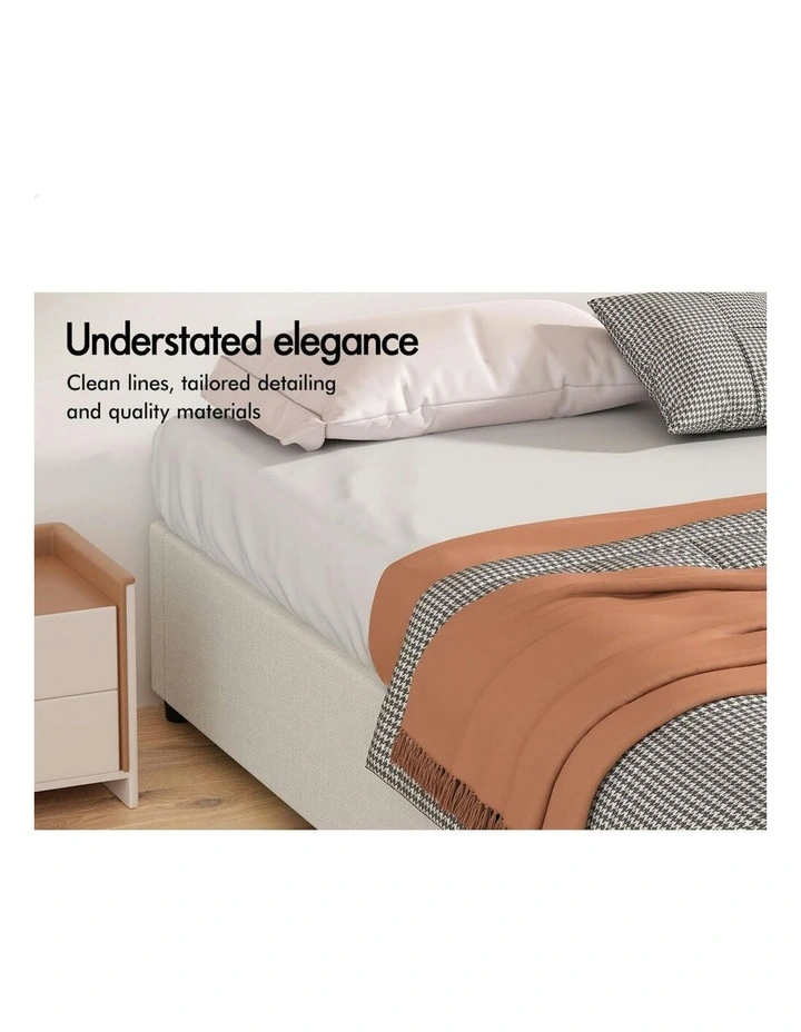 King Single Bed Frame in Beige image 4