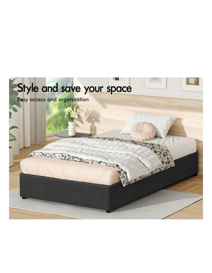 King Single Barlow Gas Lift Bed Frame in Charcoal image 3