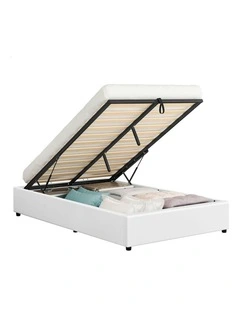 King Single Barlow Gas Lift Bed Frame in White