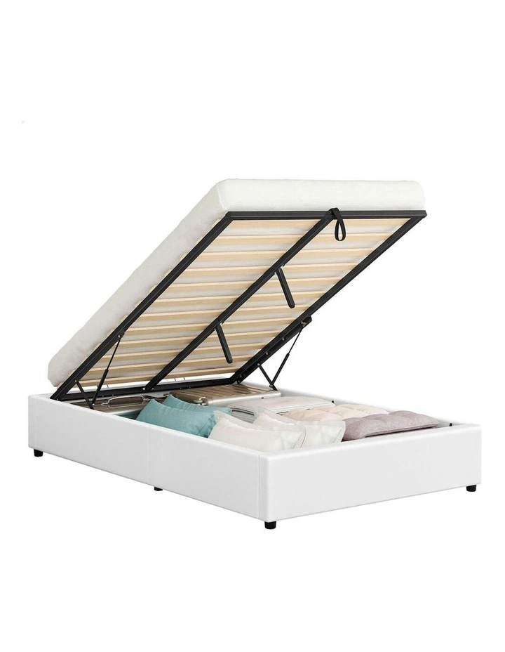 King Single Barlow Gas Lift Bed Frame in White image 1