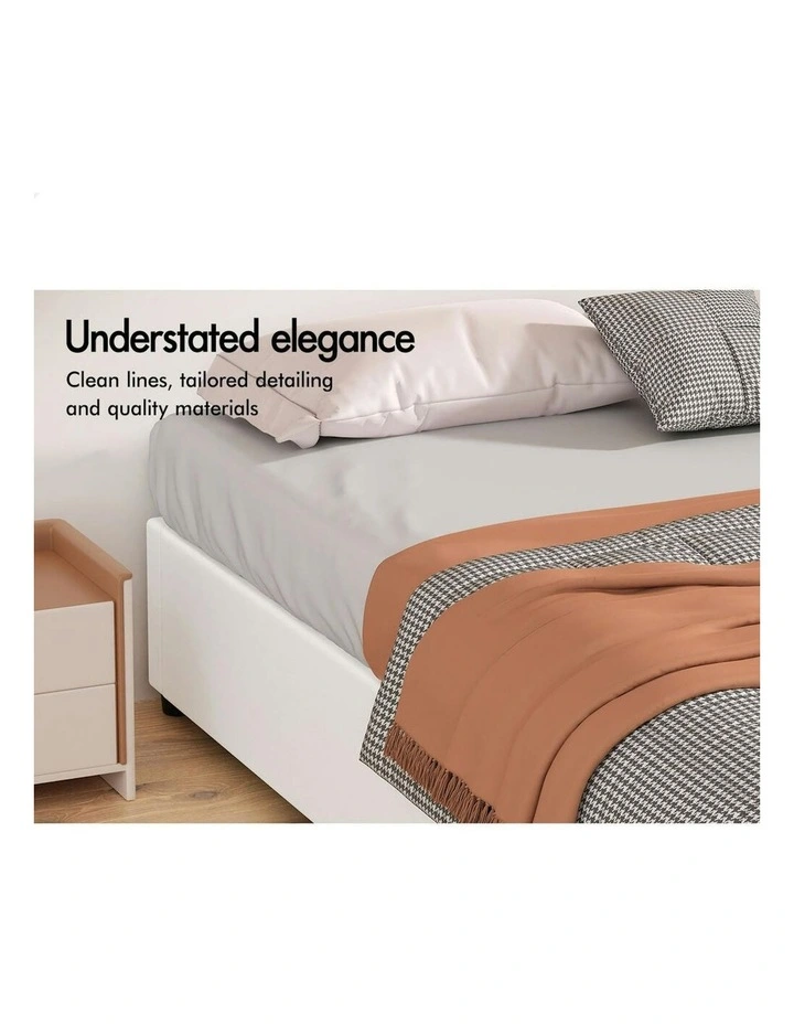 King Single Barlow Gas Lift Bed Frame in White image 4