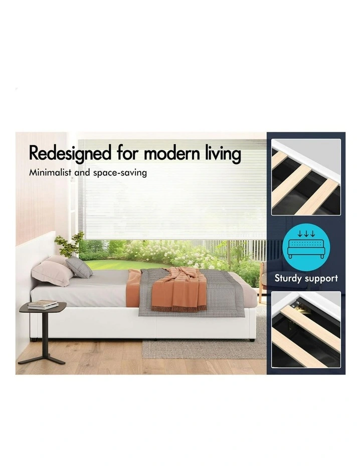 King Single Barlow Gas Lift Bed Frame in White image 5