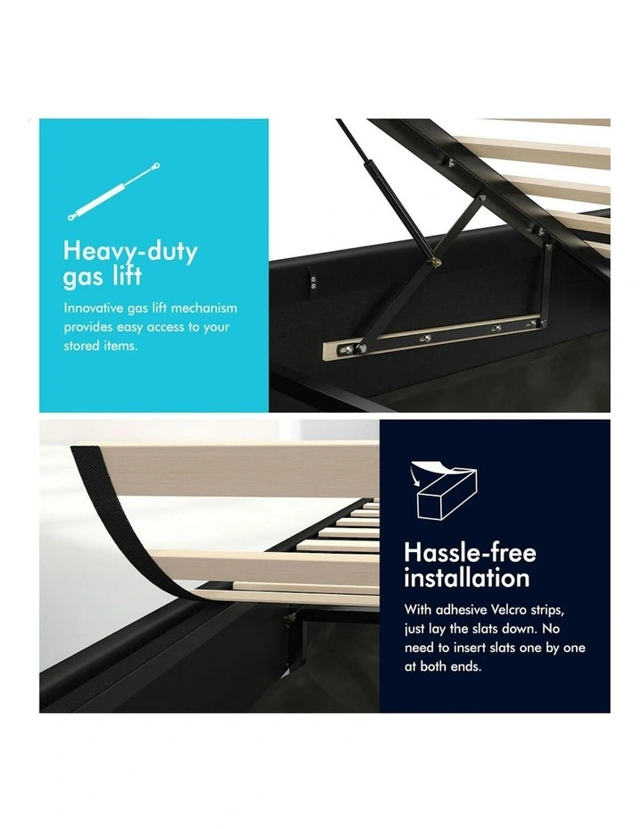 Queen Size Barlow Gas Lift Bed Frame in Black image 7