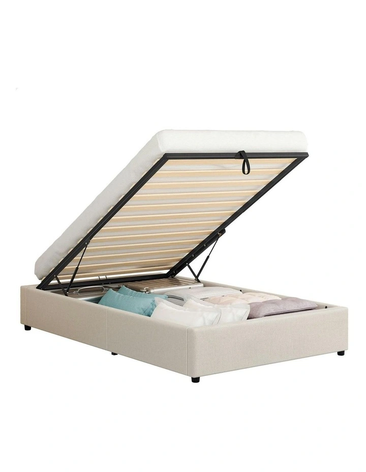 Single Size Barlow Gas Lift Bed Frame in Beige image 1