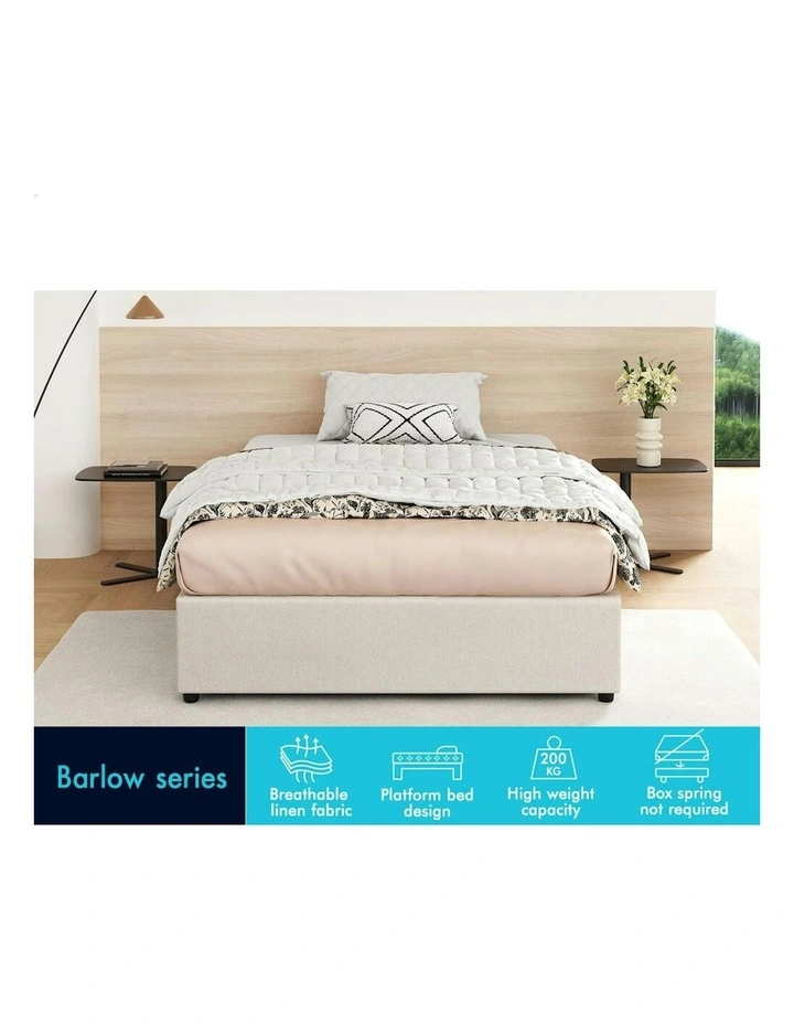 Single Size Barlow Gas Lift Bed Frame in Beige image 2